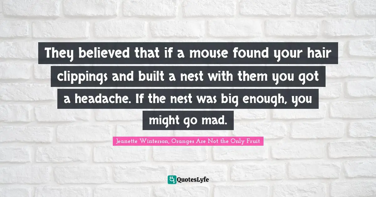 They believed that if a mouse found your hair clippings and built a nest with them you got a headache. If the nest was big enough, you might go mad.
