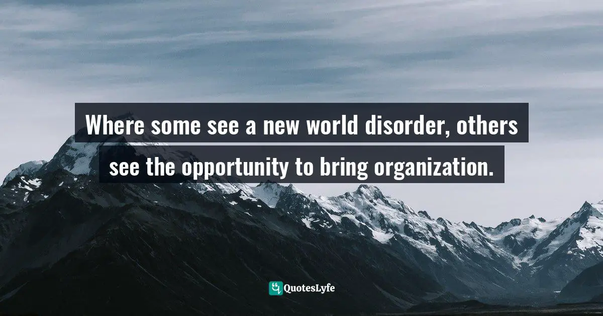 Where some see a new world disorder, others see the opportunity to bring organization.
