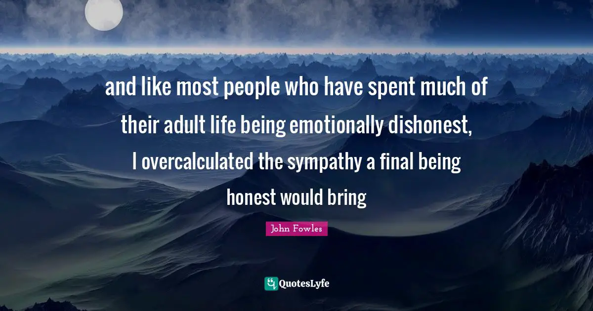 and like most people who have spent much of their adult life being emotionally dishonest, I overcalculated the sympathy a final being honest would bring