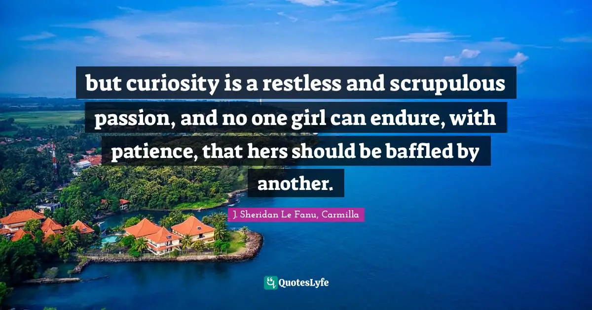 but curiosity is a restless and scrupulous passion, and no one girl can endure, with patience, that hers should be baffled by another.
