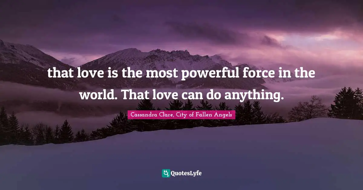 that love is the most powerful force in the world. That love can do anything.