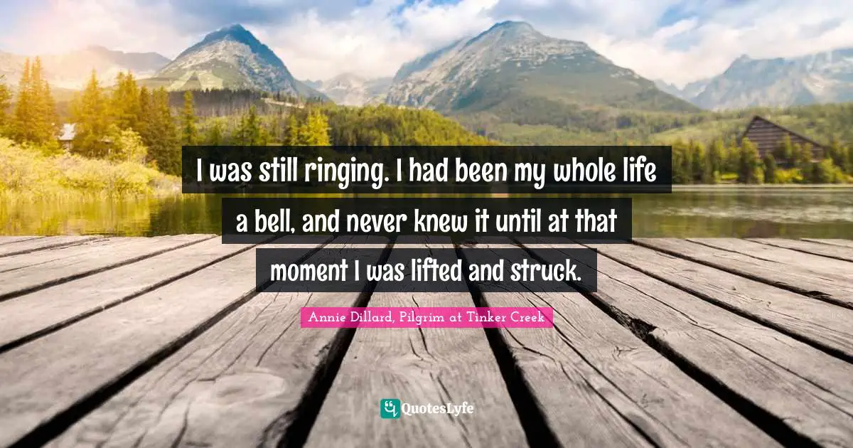 I was still ringing. I had been my whole life a bell, and never knew it until at that moment I was lifted and struck.