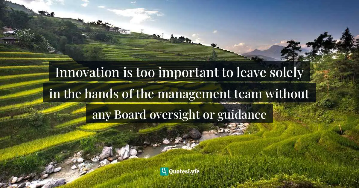Innovation is too important to leave solely in the hands of the management team without any Board oversight or guidance