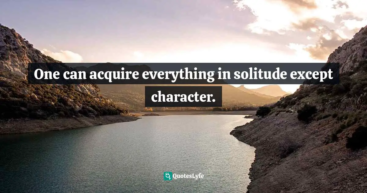 One can acquire everything in solitude except character.