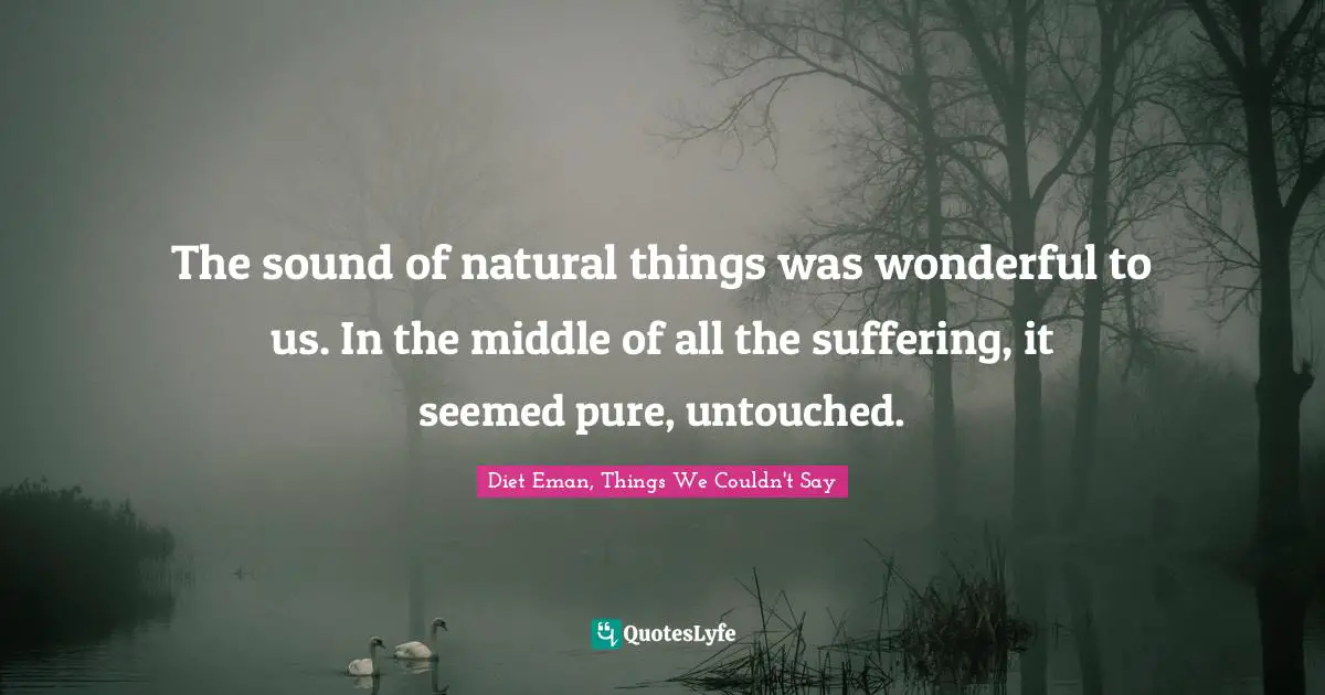 The sound of natural things was wonderful to us. In the middle of all the suffering, it seemed pure, untouched.