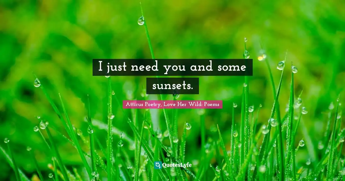 I just need you and some sunsets.