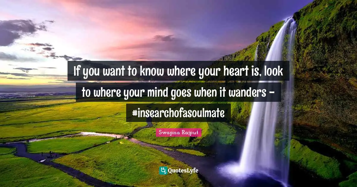 If you want to know where your heart is, look to where your mind goes when it wanders - #insearchofasoulmate