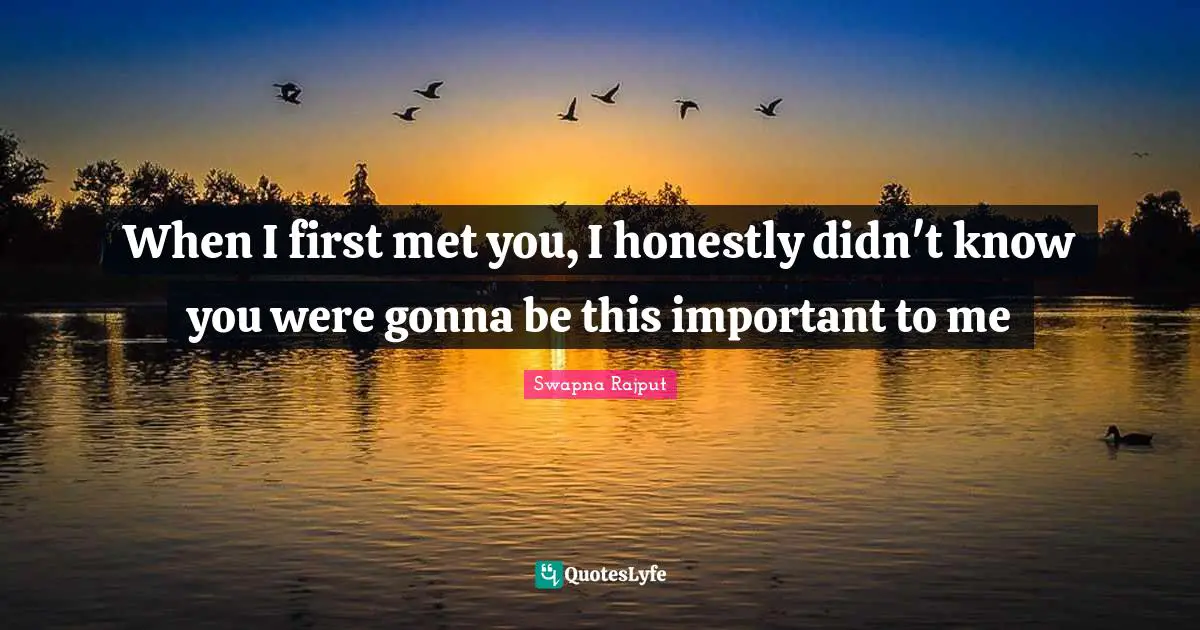 When I first met you, I honestly didn't know you were gonna be this important to me