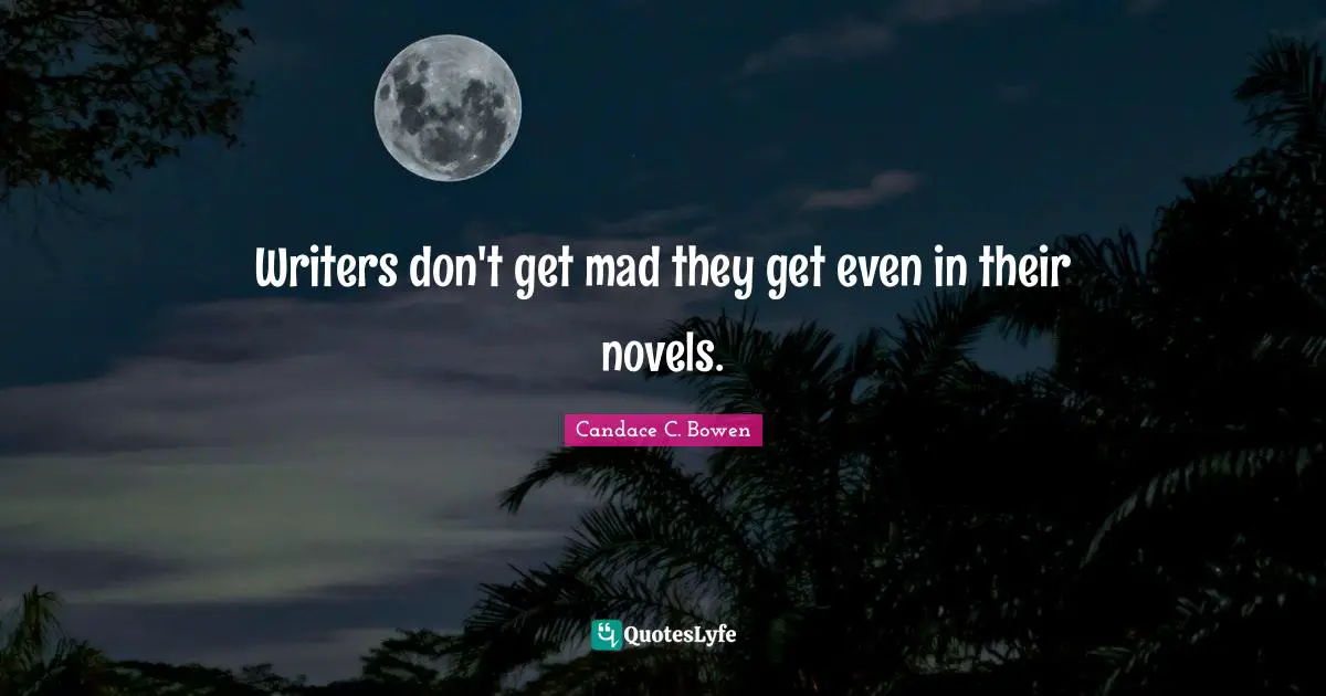 Writers don't get mad they get even in their novels.