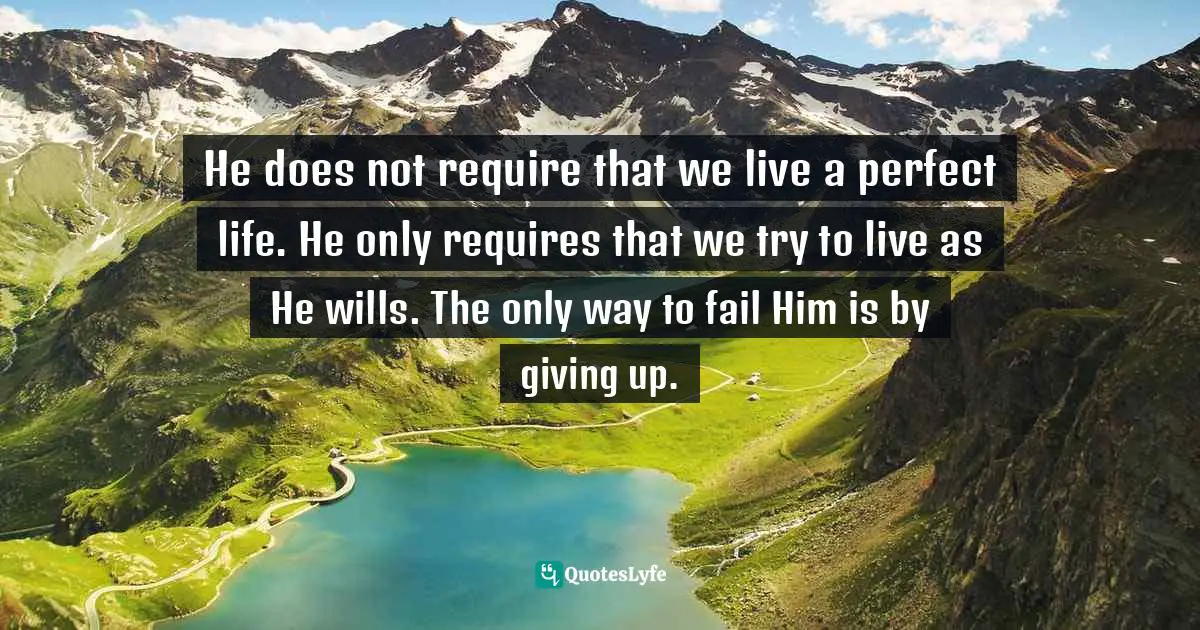 He does not require that we live a perfect life. He only requires that we try to live as He wills. The only way to fail Him is by giving up.