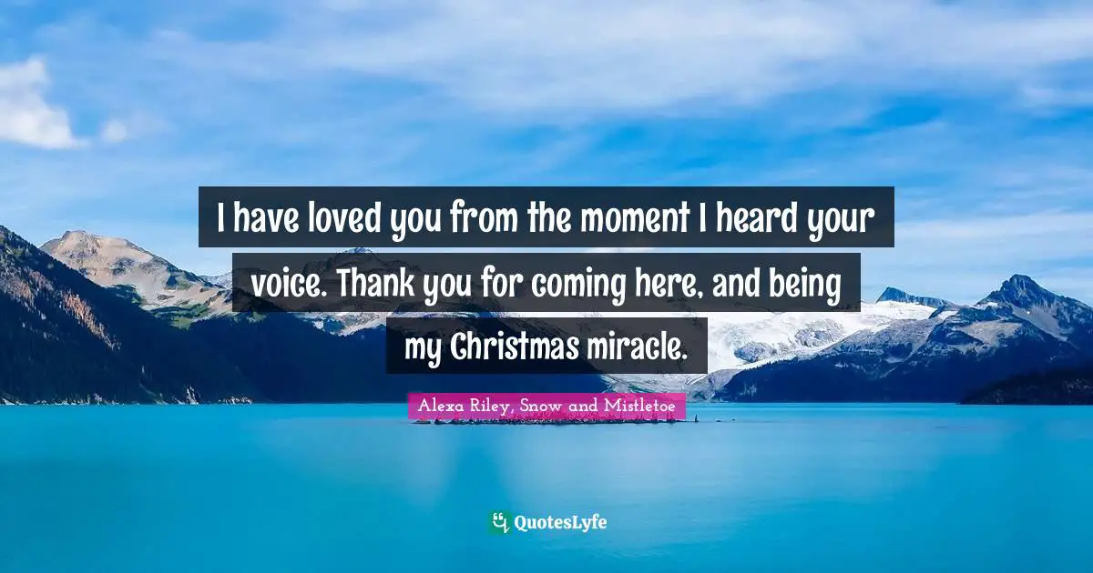 I have loved you from the moment I heard your voice. Thank you for coming here, and being my Christmas miracle.