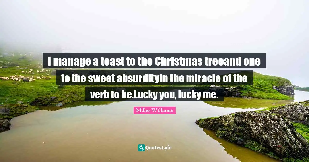 I manage a toast to the Christmas treeand one to the sweet absurdityin the miracle of the verb to be.Lucky you, lucky me.