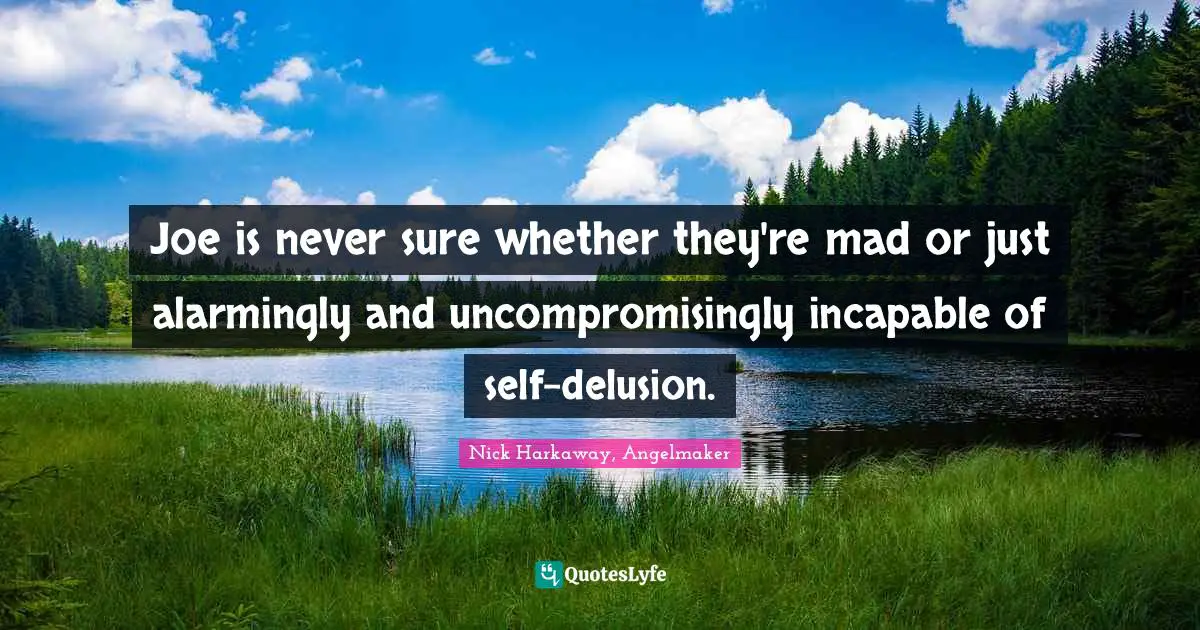Joe is never sure whether they're mad or just alarmingly and uncompromisingly incapable of self-delusion.