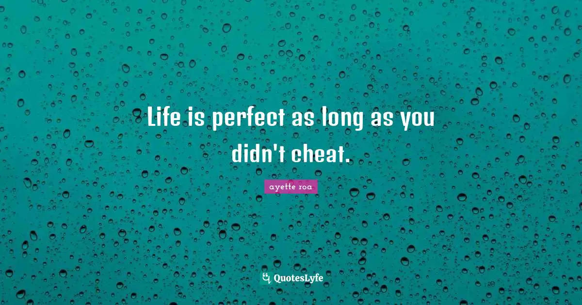 Life is perfect as long as you didn't cheat.