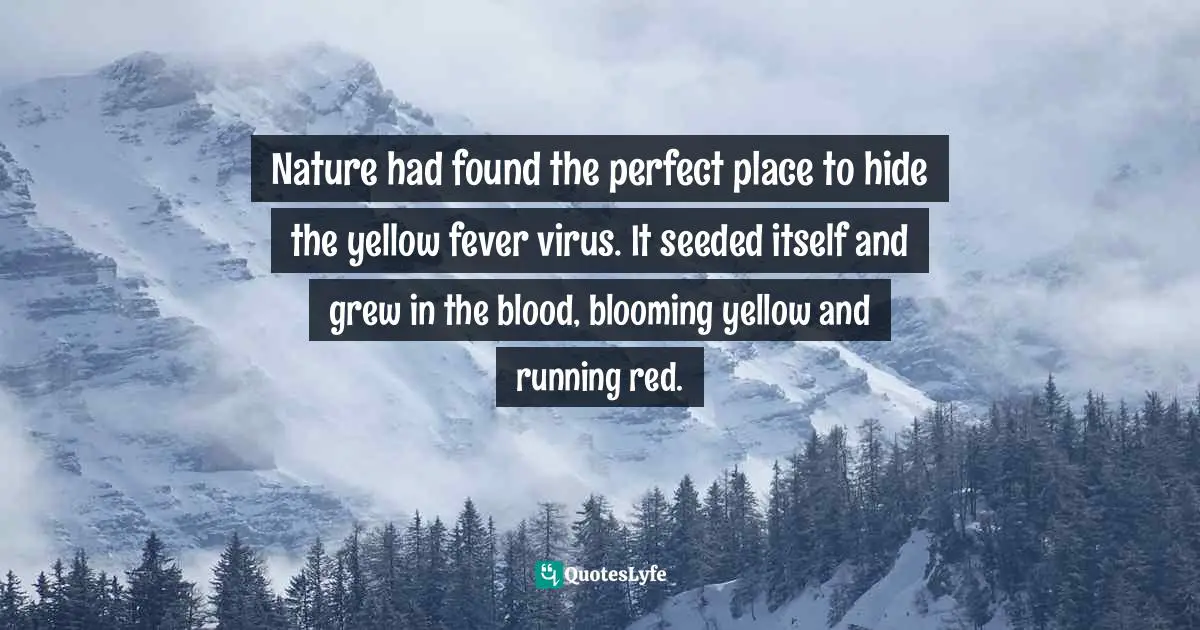 Nature had found the perfect place to hide the yellow fever virus. It seeded itself and grew in the blood, blooming yellow and running red.