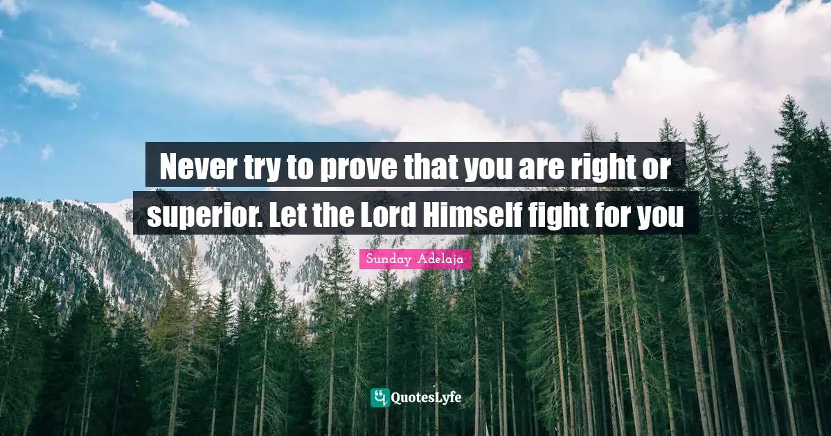 Never try to prove that you are right or superior. Let the Lord Himself fight for you