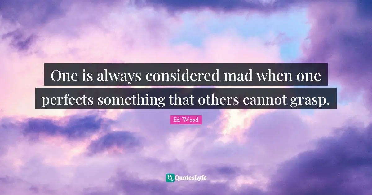 One is always considered mad when one perfects something that others cannot grasp.