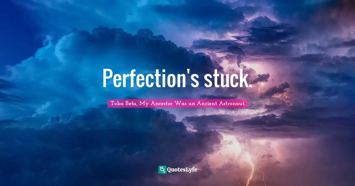 Toba Beta, My Ancestor Was an Ancient Astronaut Quotes: Perfection's stuck.