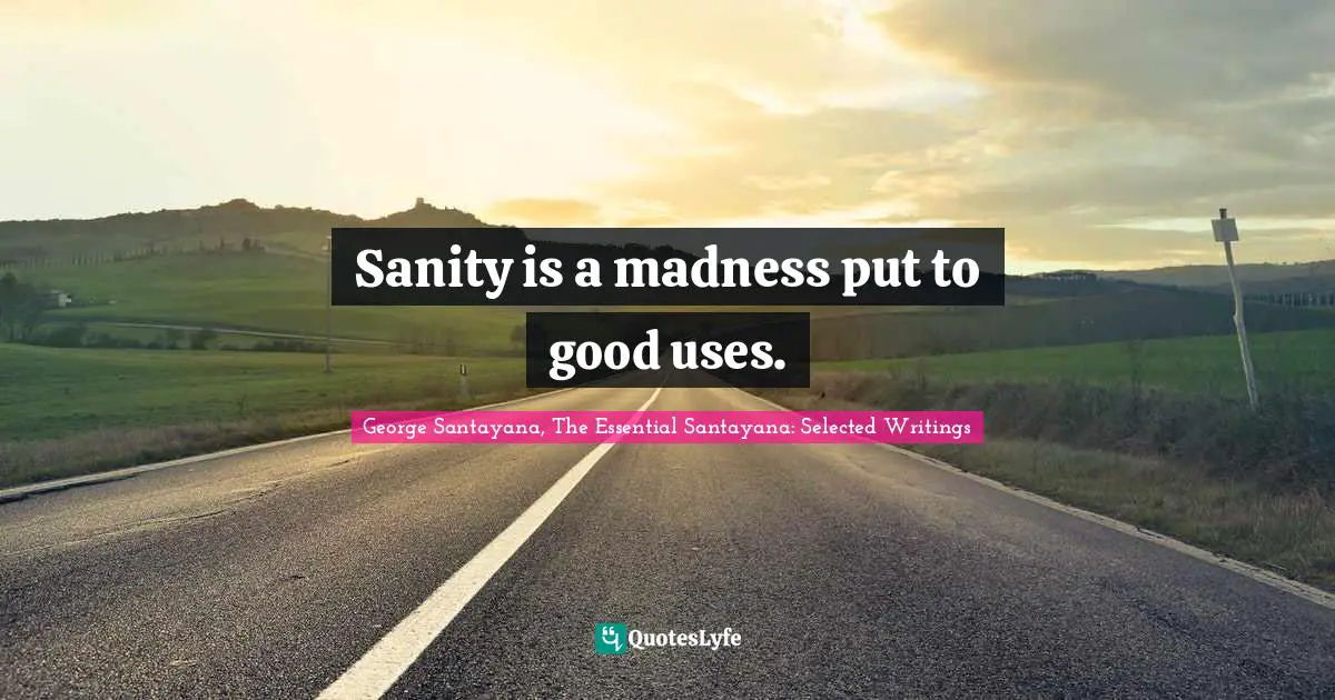 Sanity is a madness put to good uses.