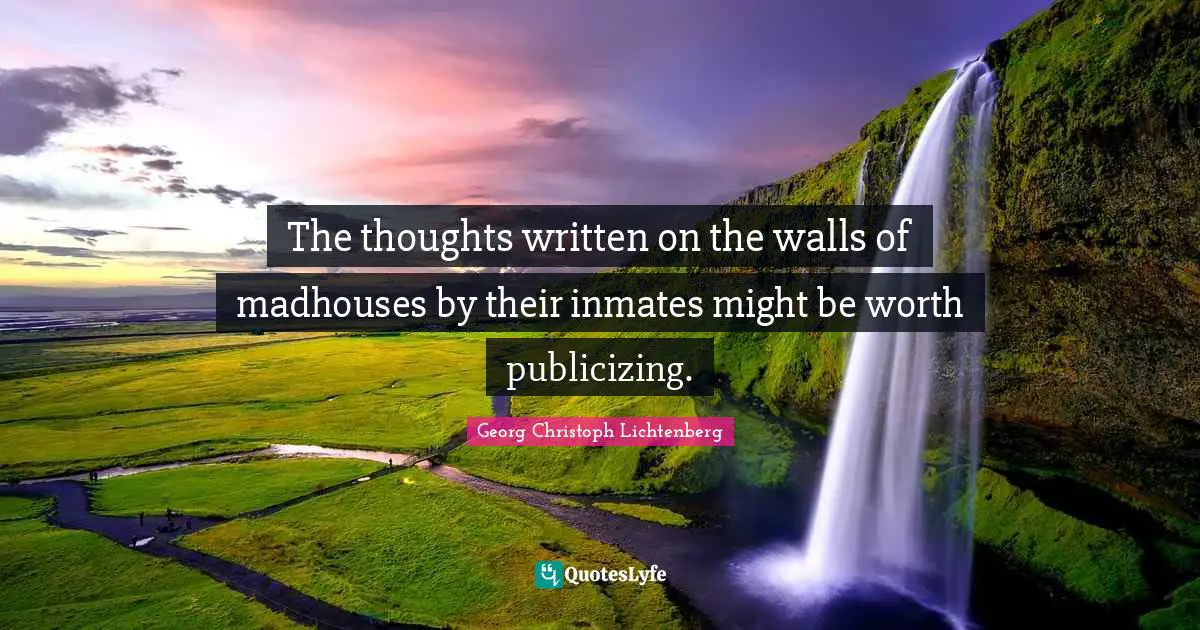The thoughts written on the walls of madhouses by their inmates might be worth publicizing.