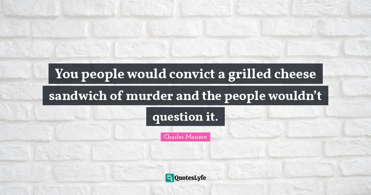 You people would convict a grilled cheese sandwich of murder and the people wouldn’t question it.