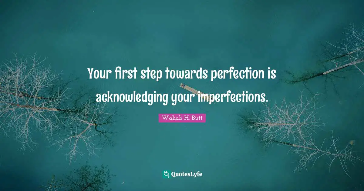 Your first step towards perfection is acknowledging your imperfections.
