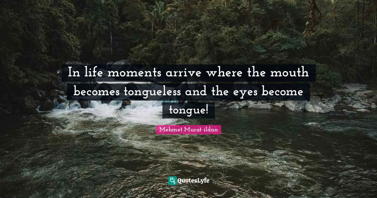 In life moments arrive where the mouth becomes tongueless and the eyes become tongue!