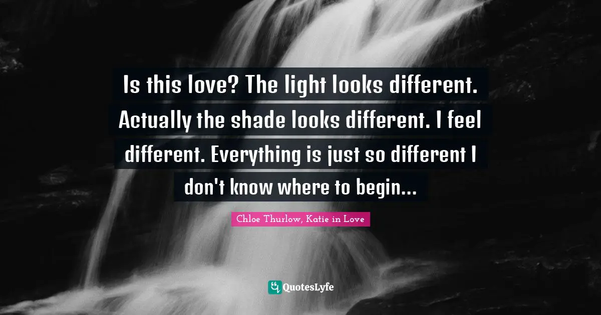 Is this love? The light looks different. Actually the shade looks different. I feel different. Everything is just so different I don't know where to begin...