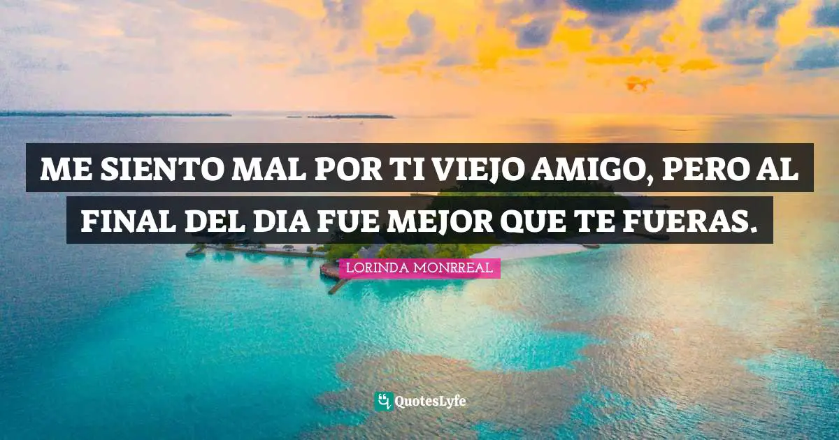 ME SIENTO MAL POR TI VIEJO AMIGO, PERO AL FINAL DEL DIA FUE MEJOR QUE TE FUERAS.