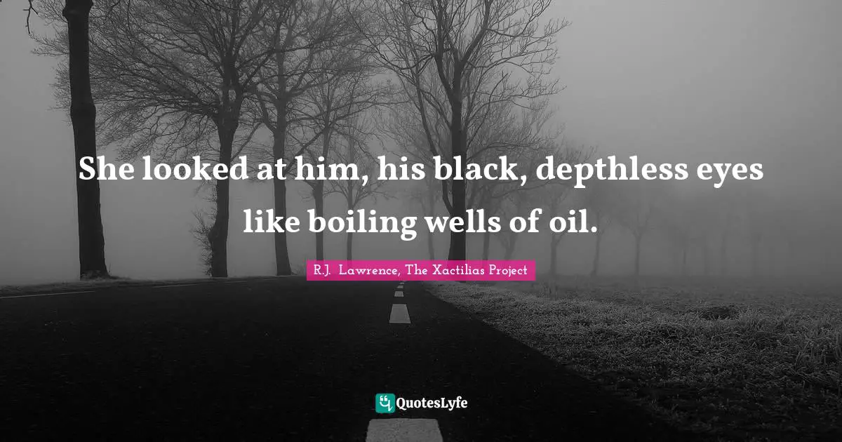 She looked at him, his black, depthless eyes like boiling wells of oil.
