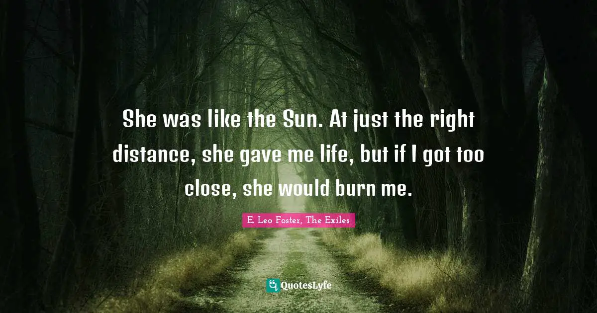 She was like the Sun. At just the right distance, she gave me life, but if I got too close, she would burn me.