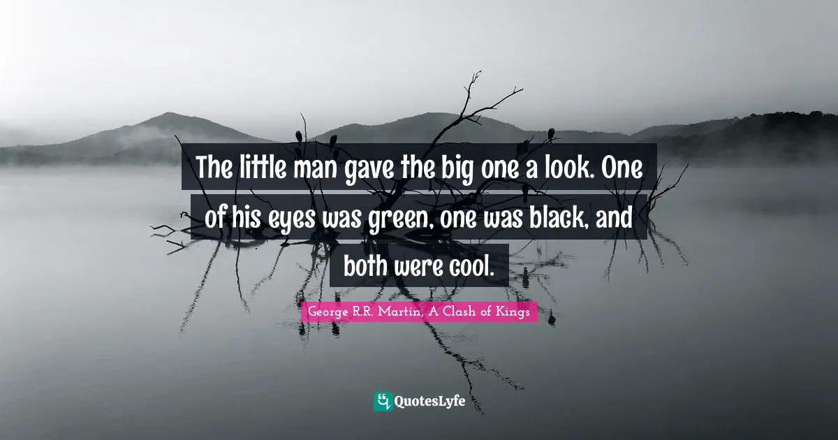 The little man gave the big one a look. One of his eyes was green, one was black, and both were cool.