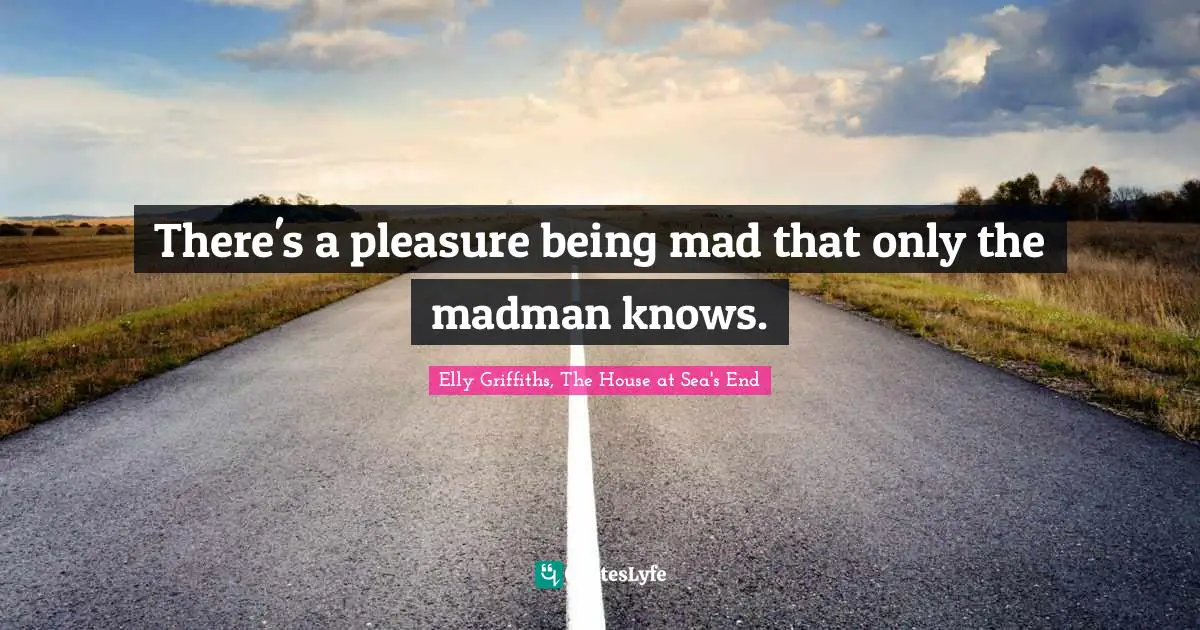 There's a pleasure being mad that only the madman knows.