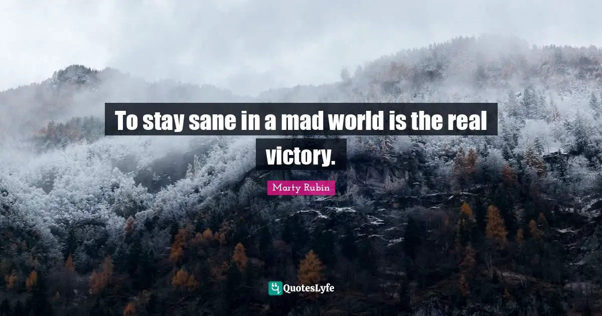 To stay sane in a mad world is the real victory.