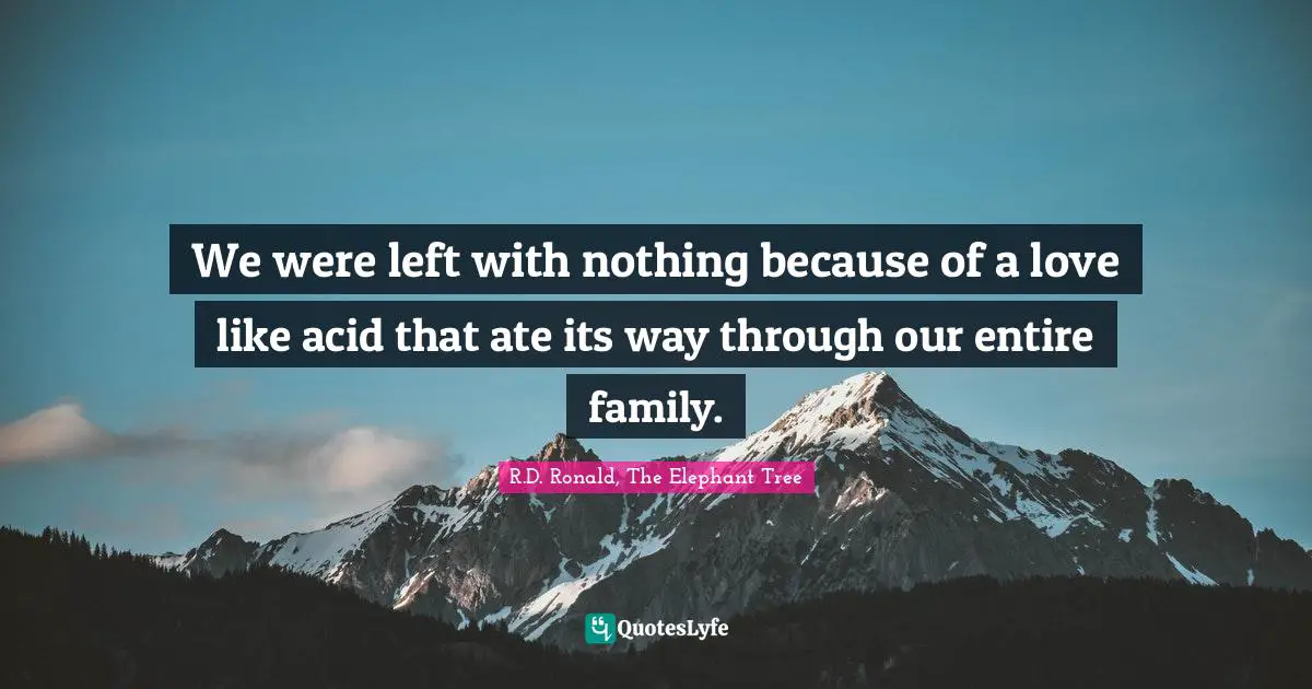We were left with nothing because of a love like acid that ate its way through our entire family.