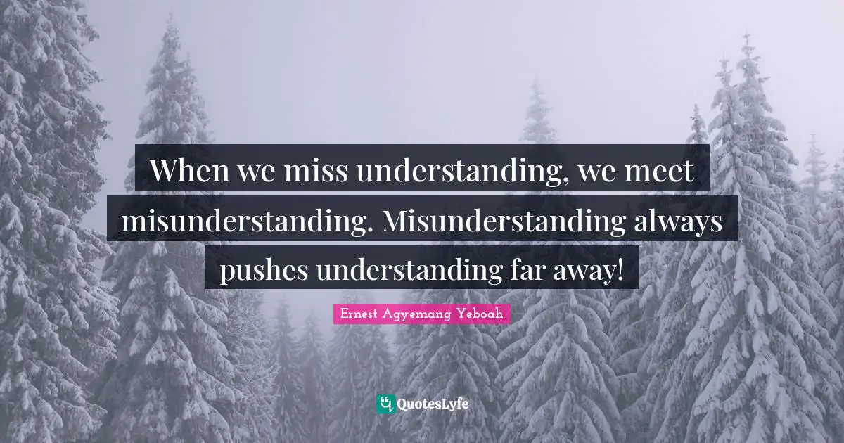 When we miss understanding, we meet misunderstanding. Misunderstanding always pushes understanding far away!
