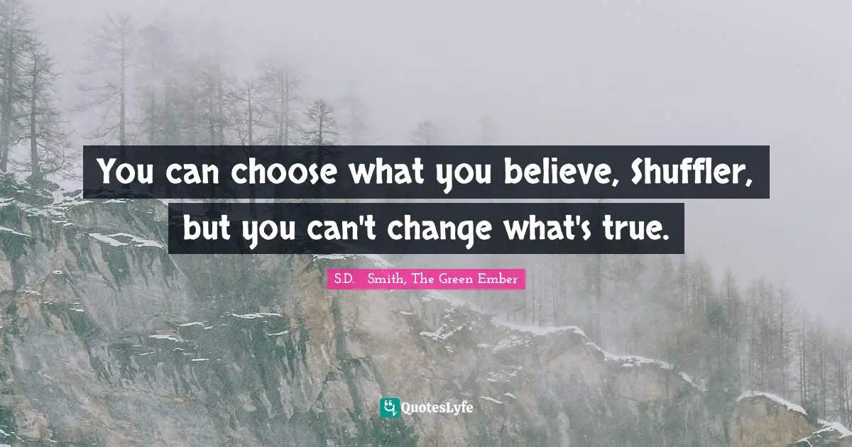 You can choose what you believe, Shuffler, but you can't change what's true.