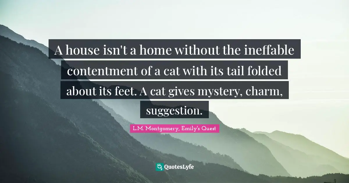 A house isn't a home without the ineffable contentment of a cat with its tail folded about its feet. A cat gives mystery, charm, suggestion.