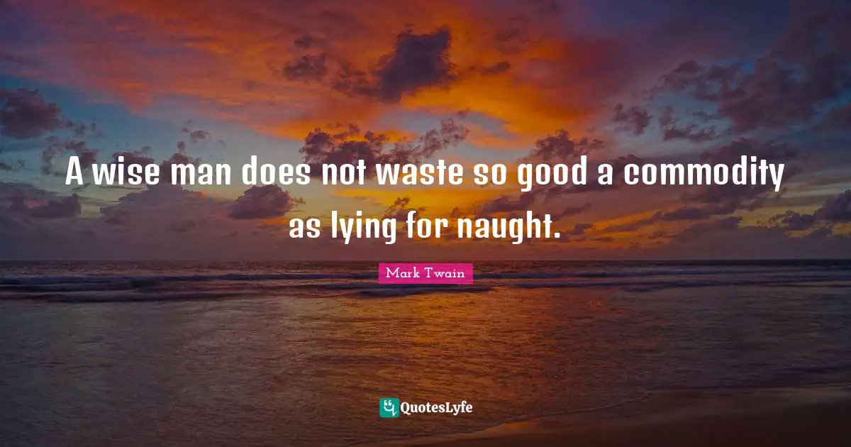 A wise man does not waste so good a commodity as lying for naught.