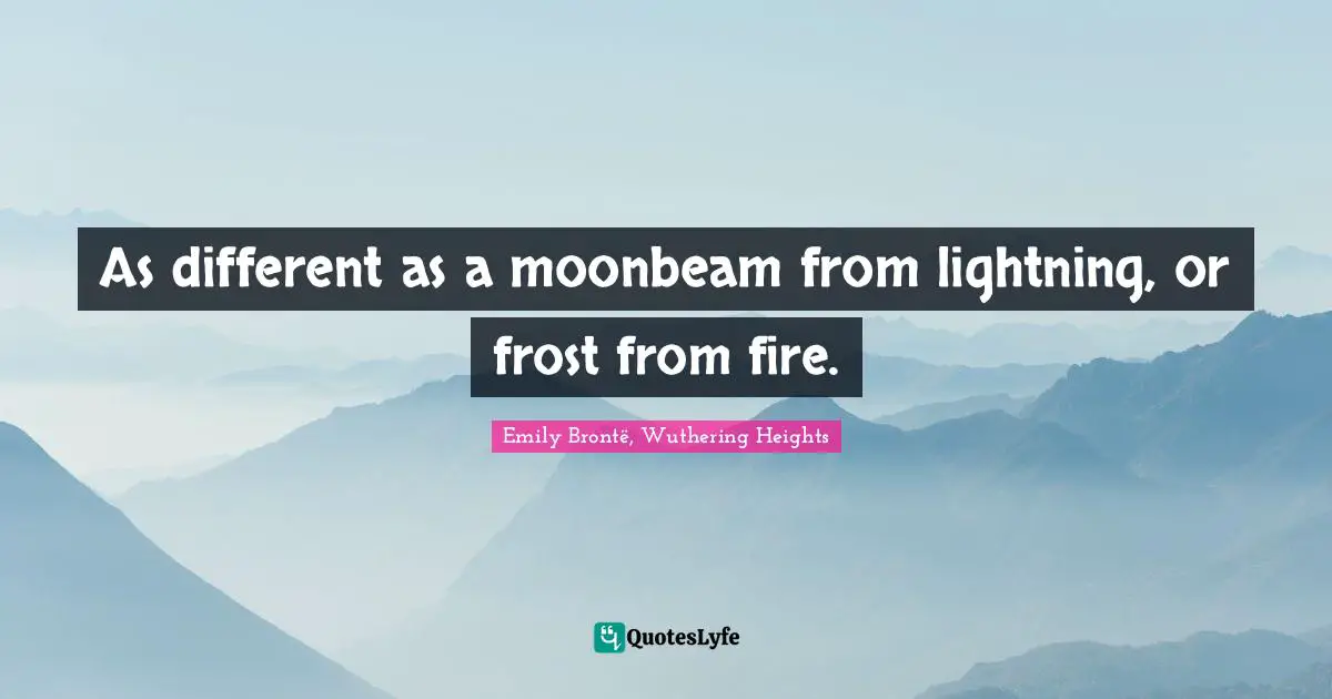 As different as a moonbeam from lightning, or frost from fire.