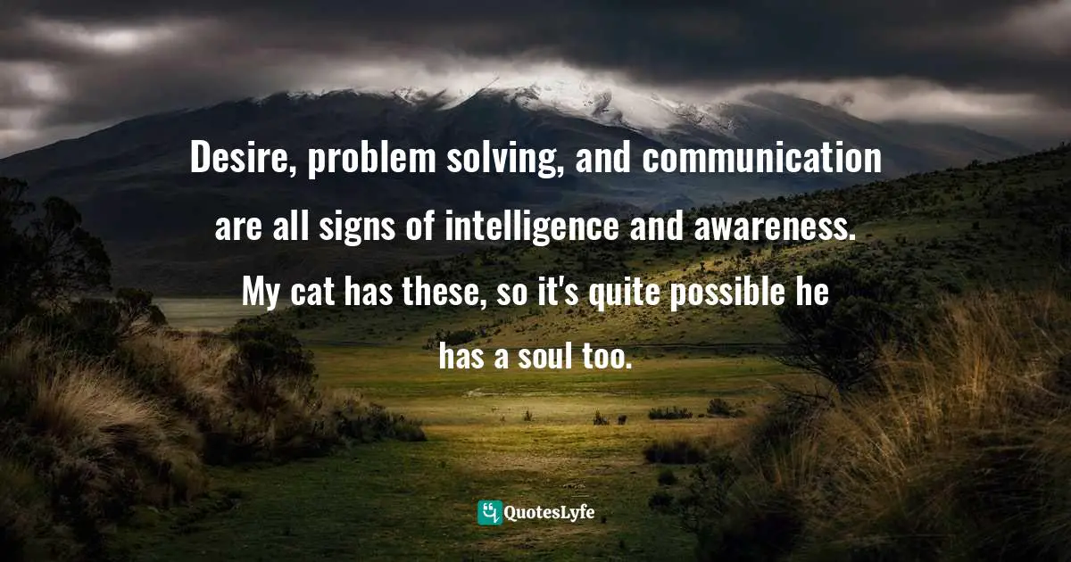 Desire, problem solving, and communication are all signs of intelligence and awareness. My cat has these, so it's quite possible he has a soul too.