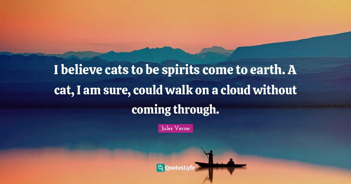 I believe cats to be spirits come to earth. A cat, I am sure, could walk on a cloud without coming through.