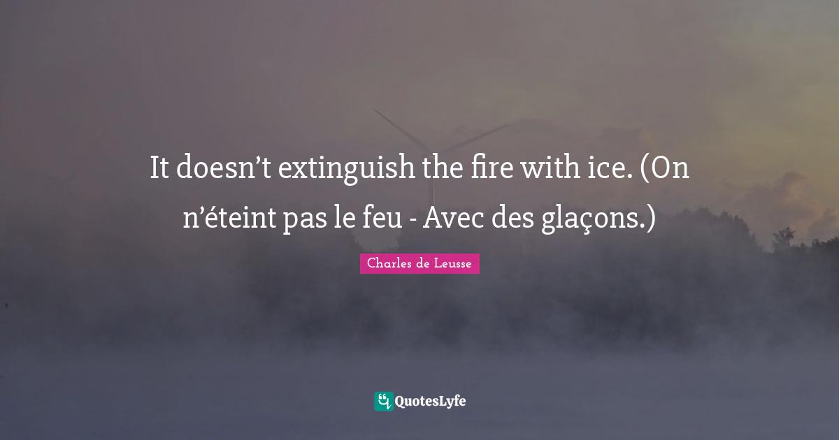 It doesn’t extinguish the fire with ice. (On n’éteint pas le feu - Avec des glaçons.)