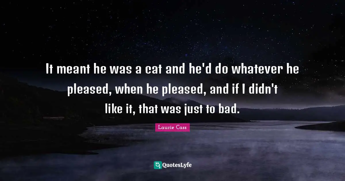 It meant he was a cat and he'd do whatever he pleased, when he pleased, and if I didn't like it, that was just to bad.