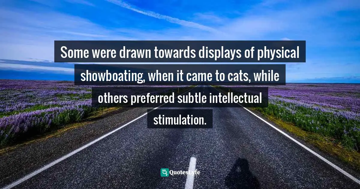 Some were drawn towards displays of physical showboating, when it came to cats, while others preferred subtle intellectual stimulation.