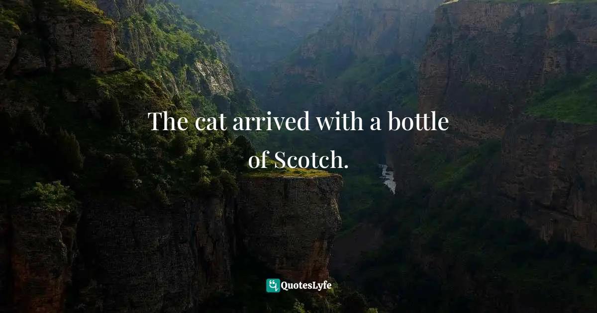 The cat arrived with a bottle of Scotch.