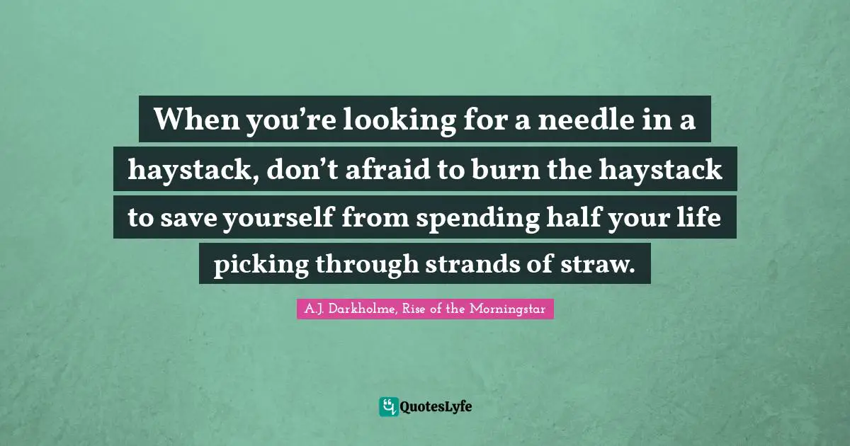 When you’re looking for a needle in a haystack, don’t afraid to burn the haystack to save yourself from spending half your life picking through strands of straw.