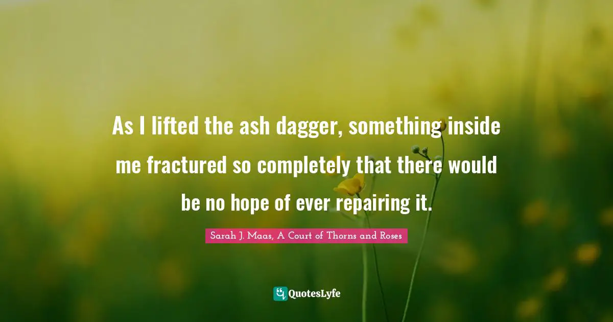 As I lifted the ash dagger, something inside me fractured so completely that there would be no hope of ever repairing it.