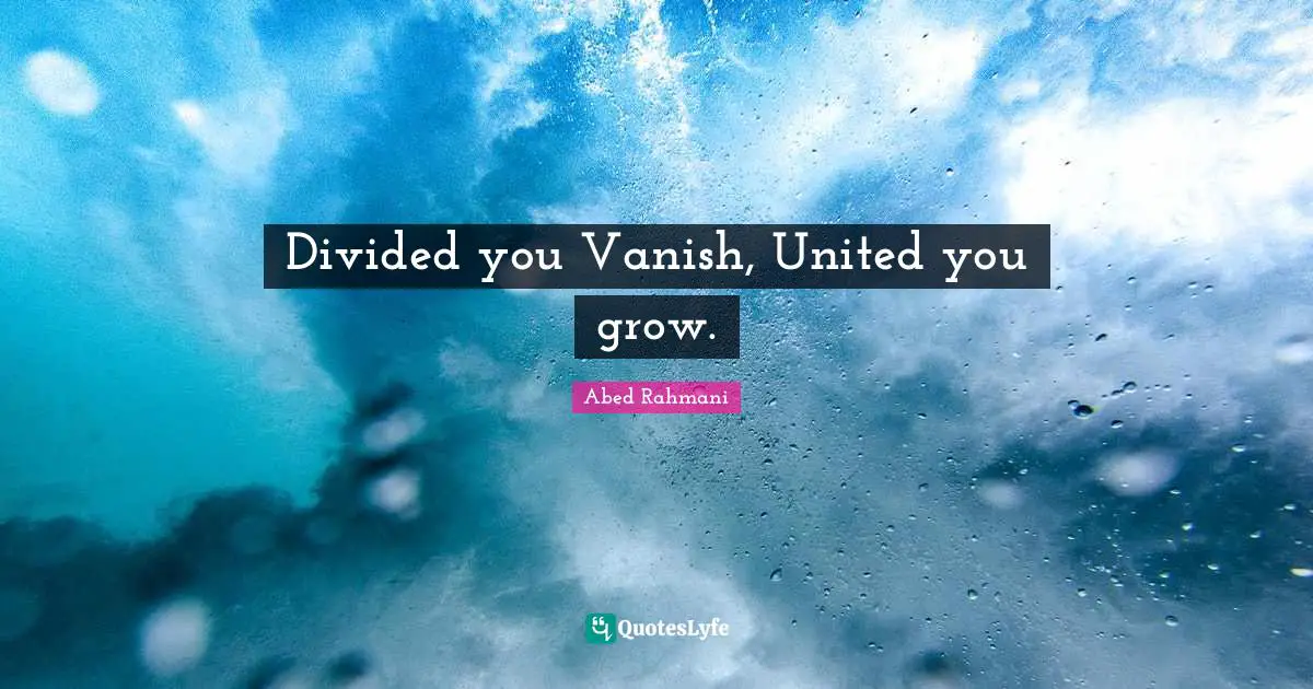Divided you Vanish, United you grow.
