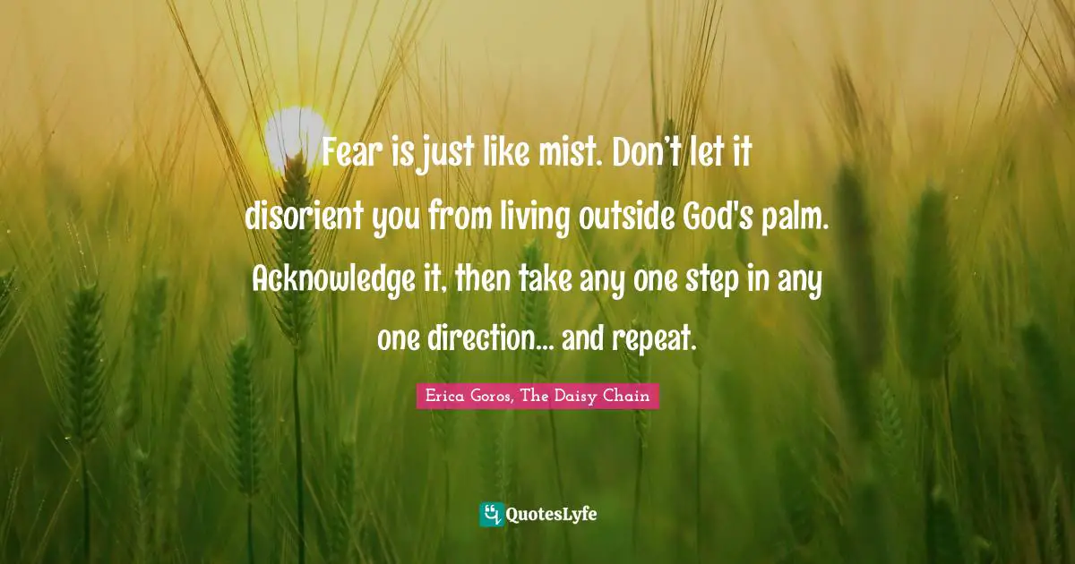 Fear is just like mist. Don’t let it disorient you from living outside God's palm. Acknowledge it, then take any one step in any one direction... and repeat.